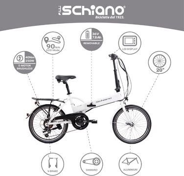 Електровелосипед F.lli Schiano E-Sky 20 дюймів, складаний, 250W, унісекс, для дорослих