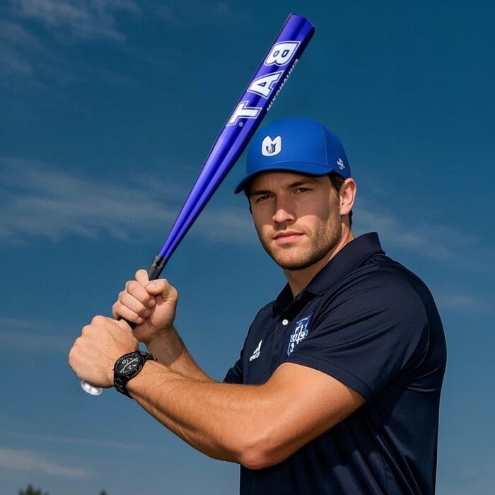 Бейсбольна бита 82 см (32 дюйми), алюмінієва з неслизькою ручкою, блакитна. Підходить для бейсболу та самозахисту