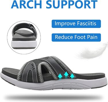 Чоловічі спортивні сандалі COFACE для відновлення після тренувань, підтримка склепіння стопи, ортопедичні, розмір 42 EU, сірі