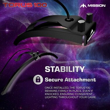 Світлодіодна система освітлення для дартсу Mission Darts TOR100 Torus 100, портативна, складна, чорна, піскоструминна обробка