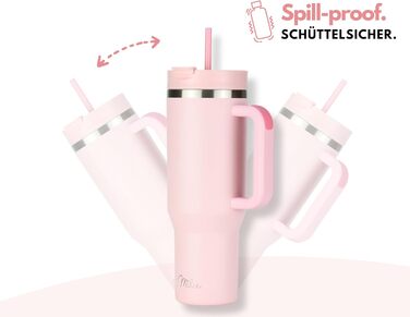 Термокружка Milu 1200 мл Blossom Pink з соломинкою та ручкою. Ізотермічна пляшка з нержавіючої сталі для напоїв (гарячі/холодні)