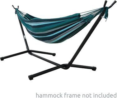 Гамак yourGEAR Maui XL 220x120 см, бавовна, 240 кг, зелений/блакитний, з мішком | Тканинний гамак