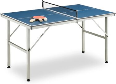 Стіл для настільного тенісу Relaxdays Indoor, складаний, 72x76x125 см, з сіткою, синій, для активного відпочинку