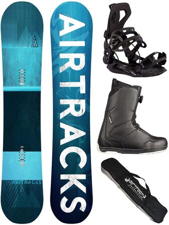 Комплект для сноубордингу AIRTRACKS: сноуборд Blue Drifter Wide Hybrid Rocker 155 см, кріплення Master, черевики Master Atop 44, сумка