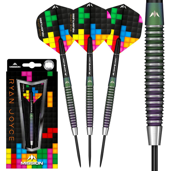 Дартс-набір Mission Darts Ryan Joyce Relentless, 95% вольфрам, PVD-покриття, сталева голка, різні ваги