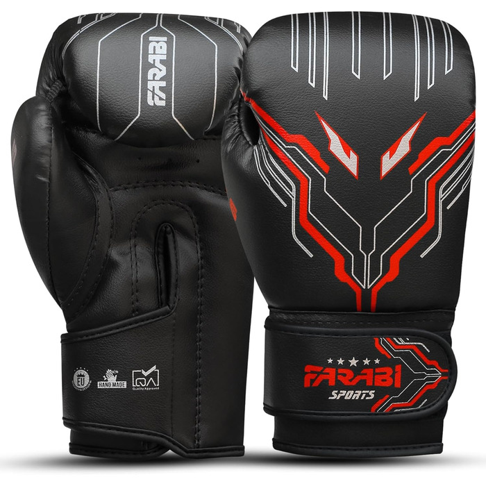 Боксерські рукавички Farabi для дітей (6oz) - чорні. Ідеальні для MMA, Муай Тай та тренувань. Розмір: 5-10 років