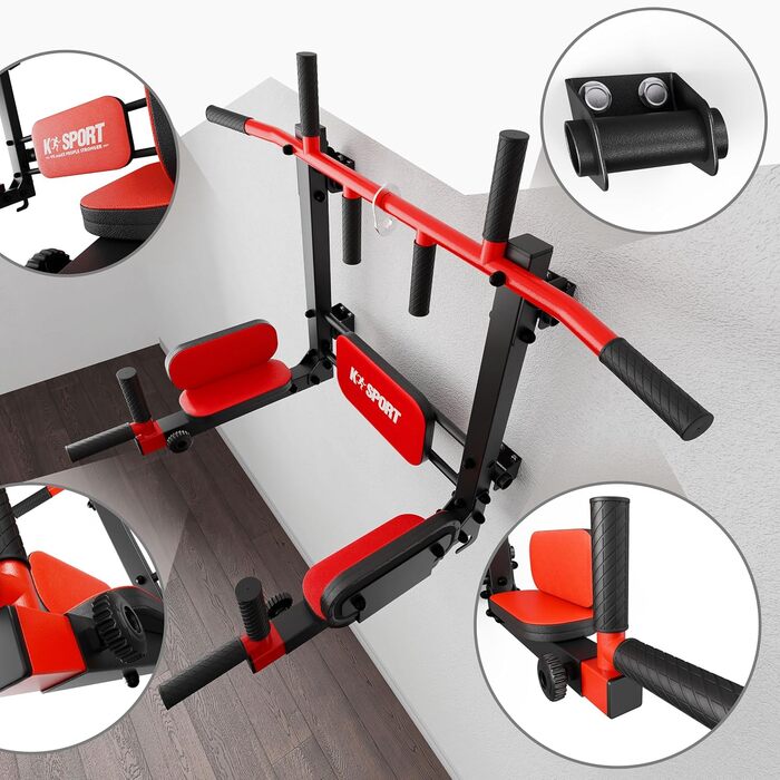 Кріплення для турніків та віджимань K-Sport на стіну, до 150 кг, з електронною книгою