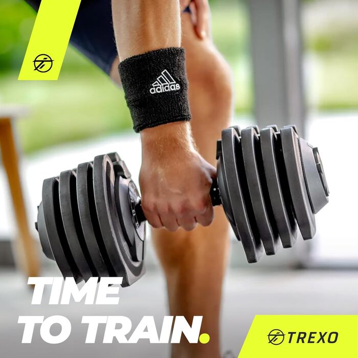 Регульована гантеля TREXO 18-40 кг з заліза для силових тренувань, зручна рукоятка, налаштування ваги обертанням
