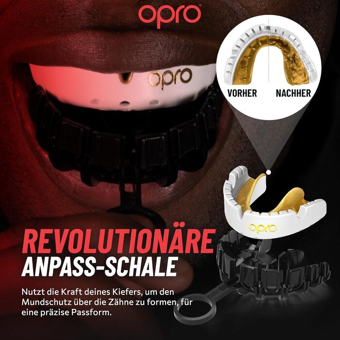 Захист для зубів OPRO Gold Level для брекетів, спортивний капу для дорослих, чорний/срібний