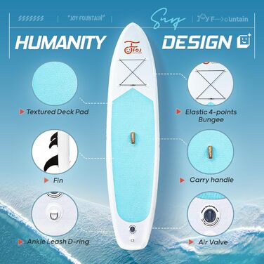 Надувна SUP-дошка FOJ JOYFOUNTAIN для дорослих і підлітків, ультралегка, з аксесуарами: рюкзак, весло, лейша, ручний насос