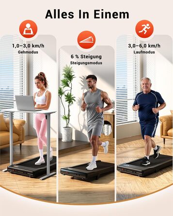 Бігова доріжка Superun Walking Pad з ухилом 6%, для дому, з додатком, до 136 кг, чорна. Швидкість до 12 км/год