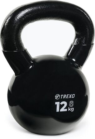 Гиря TREXO 12 кг з чавуну з вініловим покриттям для фітнесу, домашніх та тренажерних залів