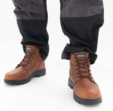 Чоловічі бойові черевики Skechers Workshire 43 EU, коричневі, з тисненням, шкіра