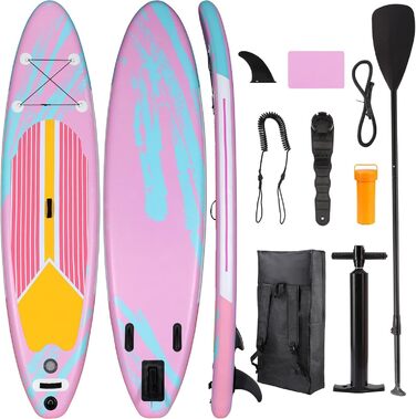 Надувний SUP дошка Stand Up Paddle 305 см для дорослих, рожева. Комплект з аксесуарами, для будь-якого рівня підготовки, вантажопідйомність 200 кг (2 особи)