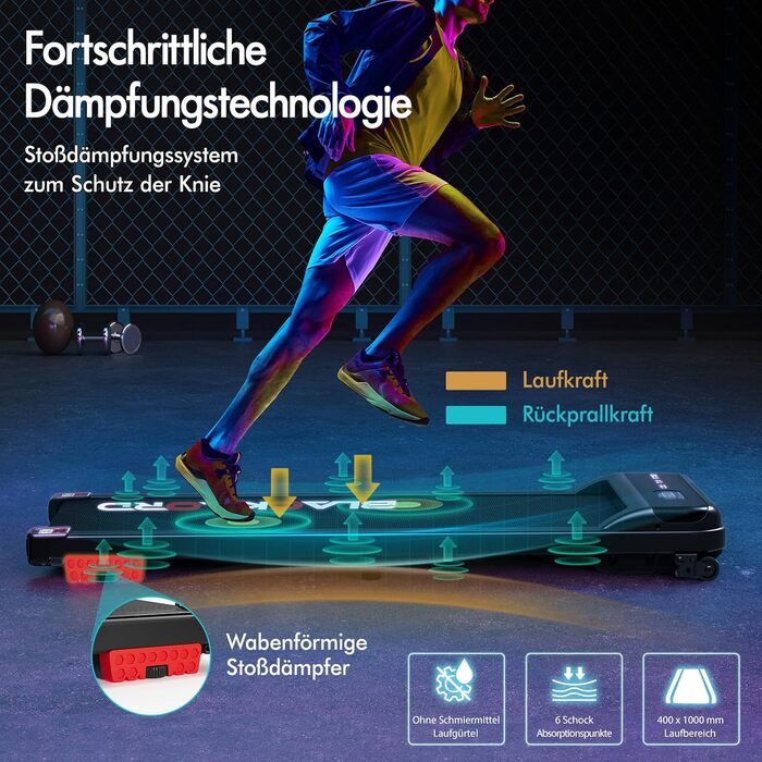 Walkingpad Laufband BLACK LORD MS2: біговий доріжки, 9-16 км/год, регулювання нахилу до 9%, 2.2-3.2 PS, до 140 кг, портативний, тихий, LED-дисплей, додаток, для дому та офісу, біг, фітнес-машина (чорний)