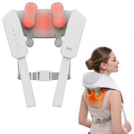 Масажер для шиї та спини Shiatsu бездротовий з підігрівом - 3 режими, 2 інтенсивності, 3D-розминання, подарунок для тата