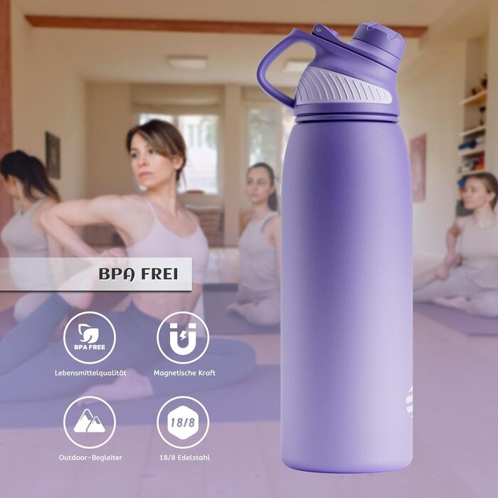 Термос-бутилка Fjbottle з нержавіючої сталі для води та напоїв, з магнітною кришкою, 1л/800мл/600мл/400мл/1500мл, без BPA, герметична, для дітей, газованих напоїв, школа, спорт, фітнес
