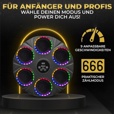 DerALEX Боксерський тренажер з музикою та LED-дисплеєм - електронний бокс для реакції, фітнесу та координації. Боксерський тренажер для дому та фітнес-клубу