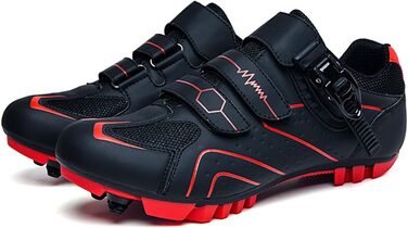 Велосипедні черевики для чоловіків та жінок MTB, шосейні, SPD, кросівки, дихаючі, для активного відпочинку, для занять у приміщенні, з пряжкою (36 EU, Червоний)