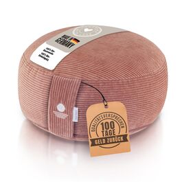 Йога подушка Inner Peace Round Cord 33x16 см XL | Подушка для медитації | Bio-Baumwolle та Bio-Dinkelfüllung | Йога подушка для сидіння | Зроблено в Німеччині (Calm Pink)