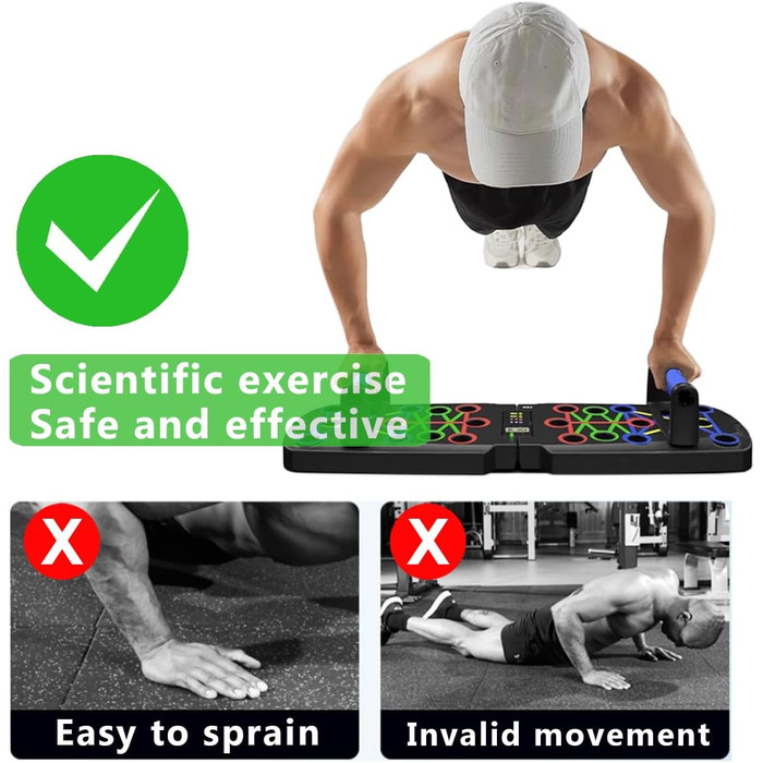 Дошка для віджимань з таймером та еластичним тросом - тренажер для пресу та грудей, чорний