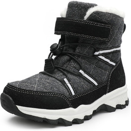 Зимові черевики Visionreast для дівчаток та хлопчиків. Теплі зимові черевики з ворсовим утеплювачем, водонепроникні, для туризму та активного відпочинку. Чорні, розмір 40 EU.