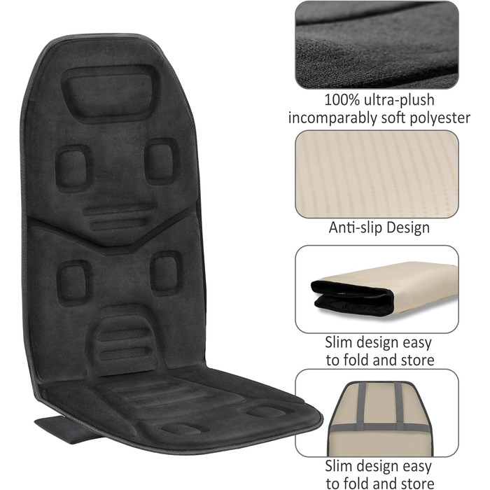 Масажне сидіння Comfier з підігрівом - 10 вібраційних моторів, масажер для крісла, масажна підстилка для спини, подарунок для чоловіків/жінок/мами/тата