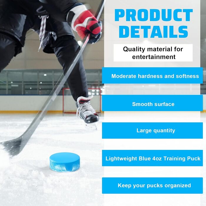 ShinyRelief Набір з 6 важезних хокейних шайб для тренувань, 118 г, блакитні