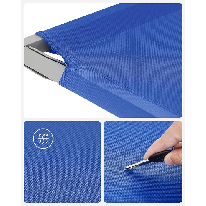 Кемпінгове ліжко SONGMICS - TÜV Rheinland, 210x72x45 см, блакитне