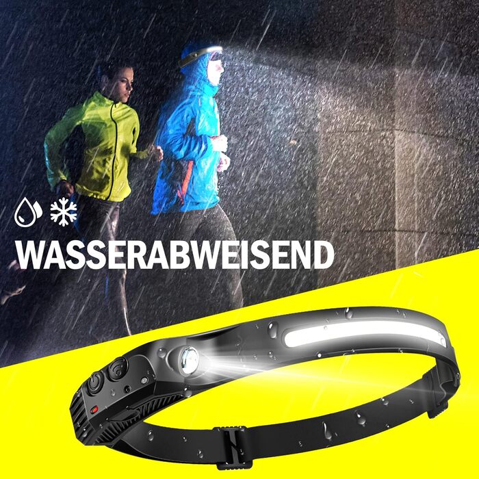 Налобний ліхтар LED перезаряджуваний USB, 350 люмен, 5 режимів, водонепроникний IPX4, для бігу, риболовлі, 2 шт.