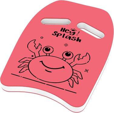 Плавальна дошка для дітей HeySplash з ручками та мультяшним малюнком, для навчання плаванню, червоно-рожева, 3-6 років