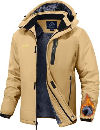 Чоловіча зимова куртка Rdruko - водонепроникна флісова куртка для сноуборду та туризму, камуфляж Khaki, розмір L