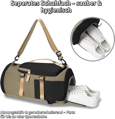 Спортивна сумка для подорожей Watproofit 28Л з відділенням для взуття та вологих речей, водонепроникна сумка-даффл для тренувань, чорно-сіра