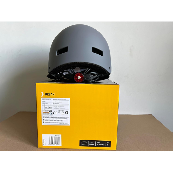 Велосипедний шолом Pank для дорослих з LED підсвіткою, додатковими подушками, регульованим розміром M (55-58 см), для електросамоката, скейтборду, міський, матовий сірий