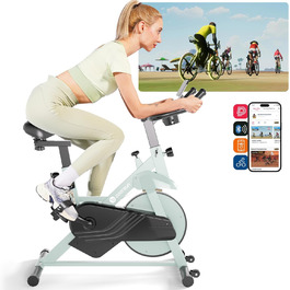 DeerRun Heimtrainer: велотренажер з магнітним опором, фітнес-велосипед для дому, кардіотренування, вантажопідйомність 136 кг, зелений