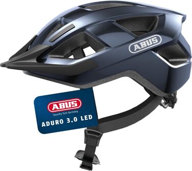 Велосипедний шолом ABUS Aduro 3.0 LED зі стильним дизайном, заднім ліхтарем, для міста і спорту, унісекс