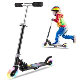 Самокат дитячий Kinderroller складний, алюмінієве кермо, PU колеса, для хлопчиків та дівчаток (Чорний)