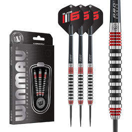 Дротики для дартсу WINMAU Advance 500 Series 24 г з червоними опереннями та стержнями