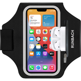 Спортивний браслет на руку RUNBACH для Google Pixel 8/8 Pro/7/7a/7 Pro/6/6a/6 Pro/5/5a/4/4a/4XL/3a/3 XL, водонепроникний, з кишенею на блискавці для Pixel Buds та ключів (чорний)