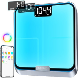 Розумна вага RENPHO Chroma для аналізу жиру, Bluetooth, 180 кг, з підсвіткою, біла, заряджається, ITO-покриття
