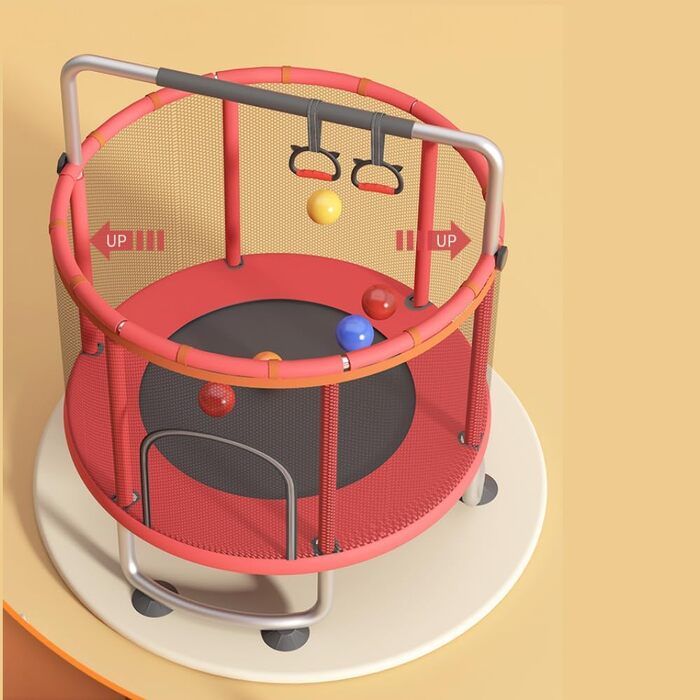 Трамплін для малюків 1,5 м з сіткою безпеки, баскетбольним кільцем, м'ячем, червоний