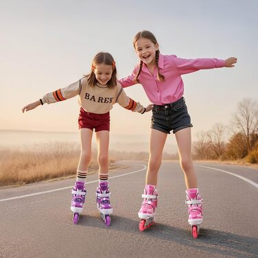 Дитячі ролики для дівчаток, регульовані, ролики-інлайни, ролики для дітей, для занять в приміщенні та на вулиці, розмір M (EU32-36), фіолетовий
