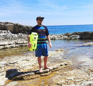 Надувна рятувальна бойовка OPENWATER XL, 28L, неонова зелена - велика плавуча платформа з кишенею