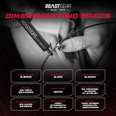 Стрибкове канат Beast Gear: сталевий, легкий, регульований, для MMA, HIIT, чорний