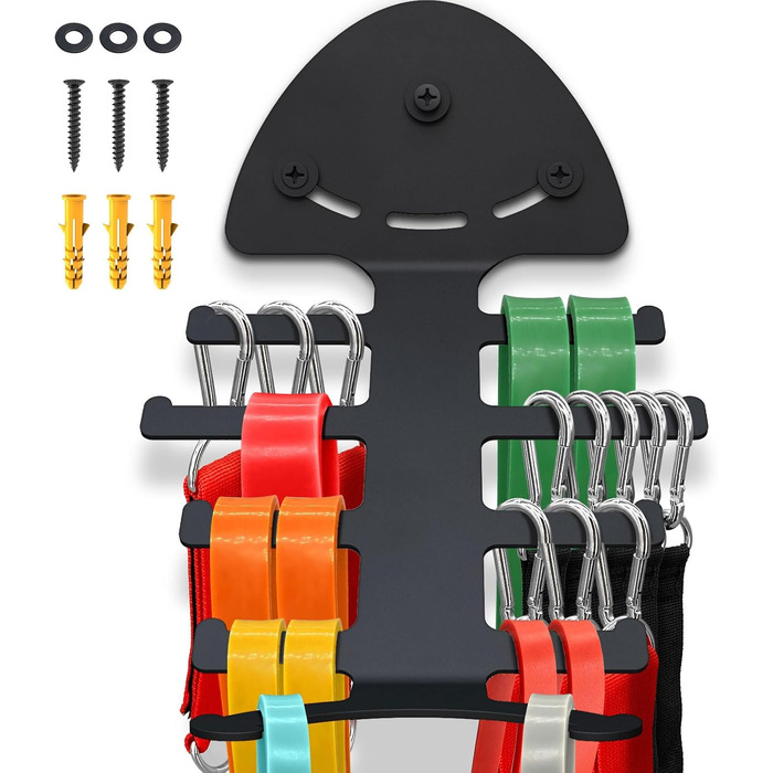 Набір еластичних стрічок для тренувань з полицею для зберігання фітнес-обладнання (Чорний)