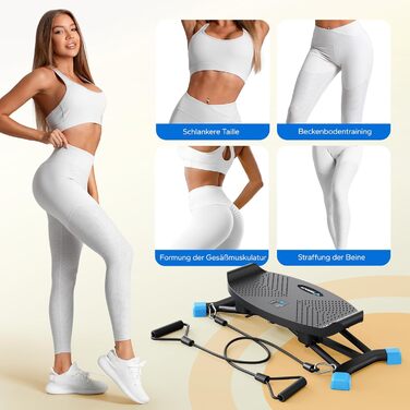 Балансборд MERACH для дорослих з дисплеєм, тренажер рівноваги з 2 еластичними стрічками, до 136 кг, для реабілітації та координації, домашній спортзал, для початківців (Чорний)