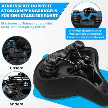 Велосипедне сідло CDYWD для чоловіків та жінок, широке, м'яке гелеве, ергономічне, універсальне, для міських велосипедів, шосе, MTB, електровелосипедів, тренажерів, блакитно-зелене (чорне)