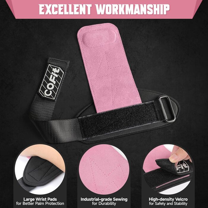 COFIT Ремінь для зап'ястя для важкої атлетики, фітнесу, силових тренувань, рожевий