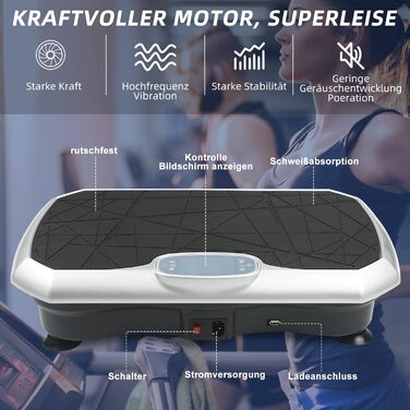 Вібраційна платформа Triclicks для тренувань всього тіла - 5 програм, з пультом дистанційного керування та еластичними стрічками, для схуднення та фітнесу вдома