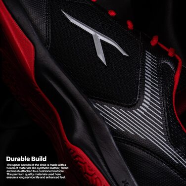 Професійне бадмінтонне взуття Hundred Court Star для чоловіків, чорно-червоне, 44 EU, не залишає слідів